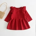 thumbnail image 5 of Hauts pour Filles 0-5 Ans Robe Pull à Volants Manches Longues Tricotée Unie Robe Chaude Robe Trapèze Tenue Automne Hiver, 5 of 5