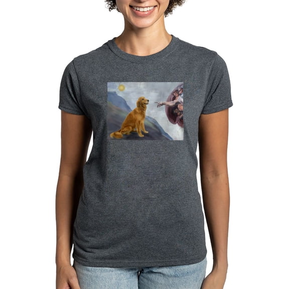CafePress - Creation (#2) & Golden Women's Dark T Shirt - Women's Traditional Fit Dark T-Shirt