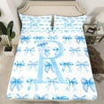 thumbnail image 2 of Erosebridal Monogrammed R Bed Sheets Full,Cute BowknotBedding Sets Full Size,Blue White Sheet Set Full,Microfiber Room Decorative,4-Piece, 2 of 7