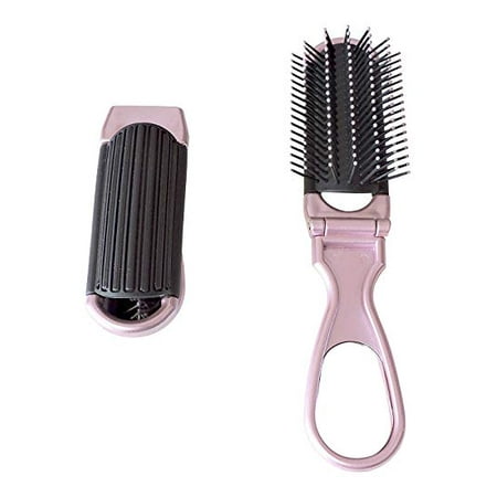 Industries Brush - Compact Folding Hair Brush With Mirror Pocket Size Travel Car For Purse Bag massaging Bristles