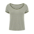 thumbnail image 4 of TODOZO Striped Tshirt Women Workout Shirts Women T Shirts for Women Women's Round Neck Loose Large Size Striped T Shirt Green 6Xl, 4 of 8