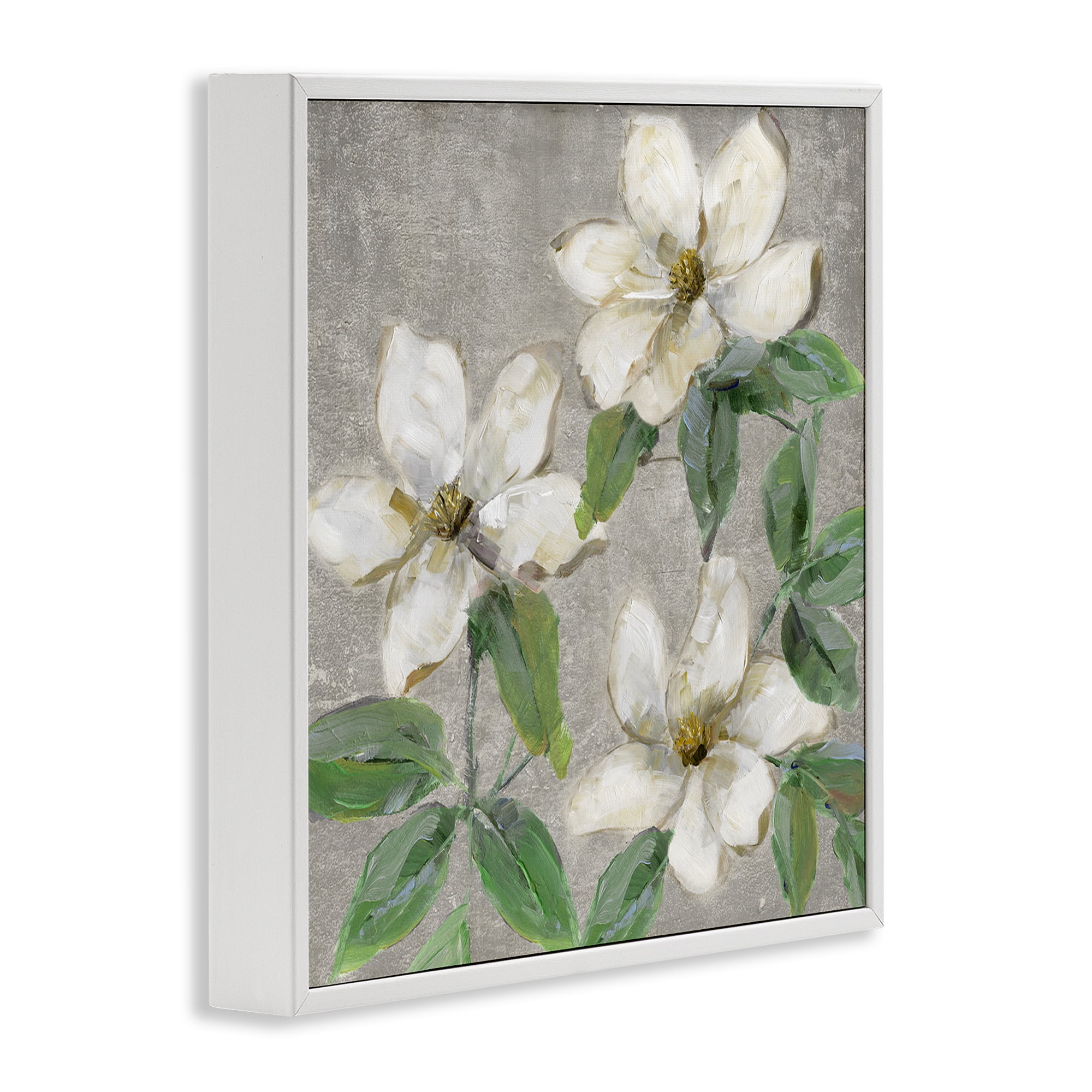 Stupell Industries Ivory Magnolia Trio White Framed Giclee Art, design by Sally Swatland