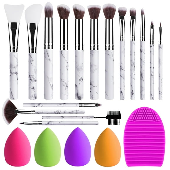 Bestope 16-Piece Makeup Brush Set for Valentine's Day, Synthetic Fibers, White