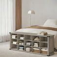 thumbnail image 5 of Shoe Bench, Shoe Storage Bench with 15 Compartments, Adjustable Shelves, Bench, Heather Greige, 5 of 7
