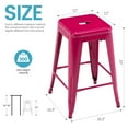 thumbnail image 2 of Stackable Bar Stools Set of 4, 24 Inch Metal Counter Height Stools for Indoor Outdoor Kitchen Patio Classroom Garden, Industrial Barstools (Hot Pink), 2 of 9