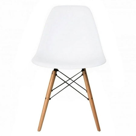 Mid-Century Modern Eiffel Style Dining Chair with Wood Legs - White