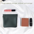 thumbnail image 3 of Bolsa de almacenamiento portátil tipo sobre con cierre automático, bolsa de maquillaje con fragmentos de cuero., 3 of 3