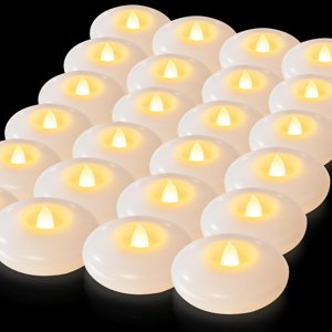 3 Flameless LED Floating Candles White Waterproof Tealights 24Pack
