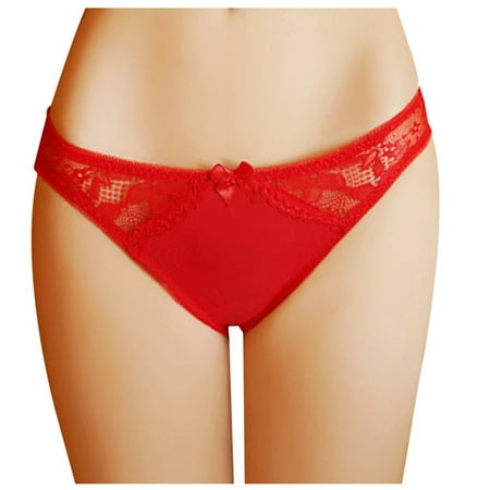 

YWDJ Postpartum Underwear Leopard Print Color Matching Lace Breathable Fashion Women Underwear Women Solid Color Transparent Low Waist Briefs Red