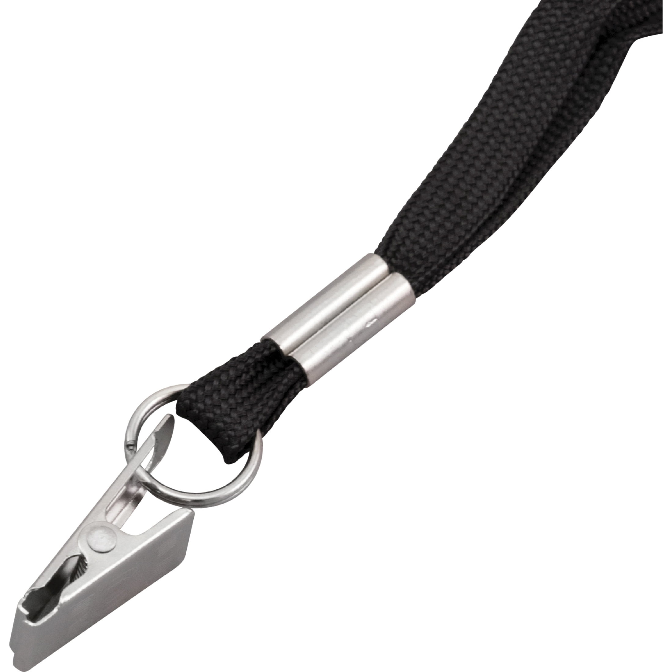 Advantus Flat Clip Lanyard 100 / Box - 36" Length - Black - Woven, Metal