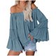 thumbnail image 1 of HongQid Womens Off The Shoulder Long Bell Sleeve Tops Flared Casual Loose Blouse, 1 of 6