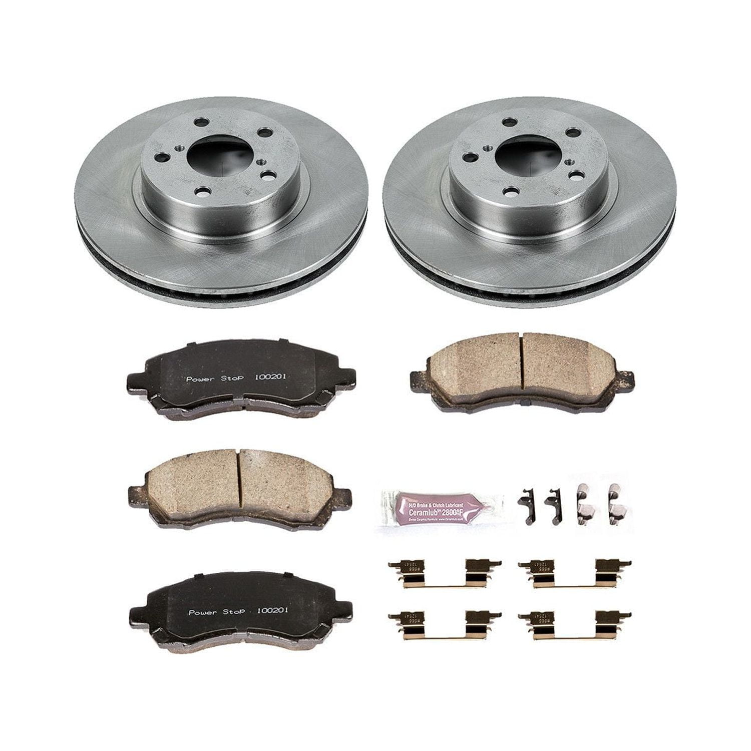 Power Stop Front Stock Replacement Brake Pad and Rotor Kit KOE445 Fits 2000 Subaru Legacy