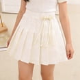 thumbnail image 6 of HOMADLES Girls School Uniform Skirt Elastic Waist Pleated Ruffle Skirts A-Line Skort Scooter Skirt for Girl, Summer A-Line Skirts Beige 11-12T, 6 of 9