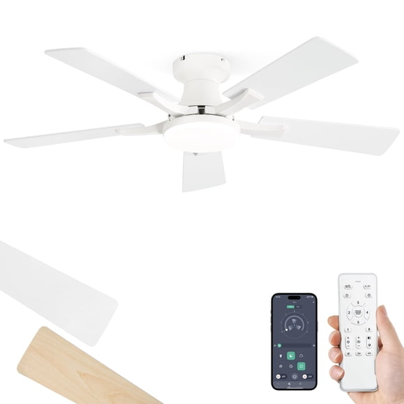 Ventilador de Techo ZMISHIBO 42" Control por App y Control Remoto Blanco
