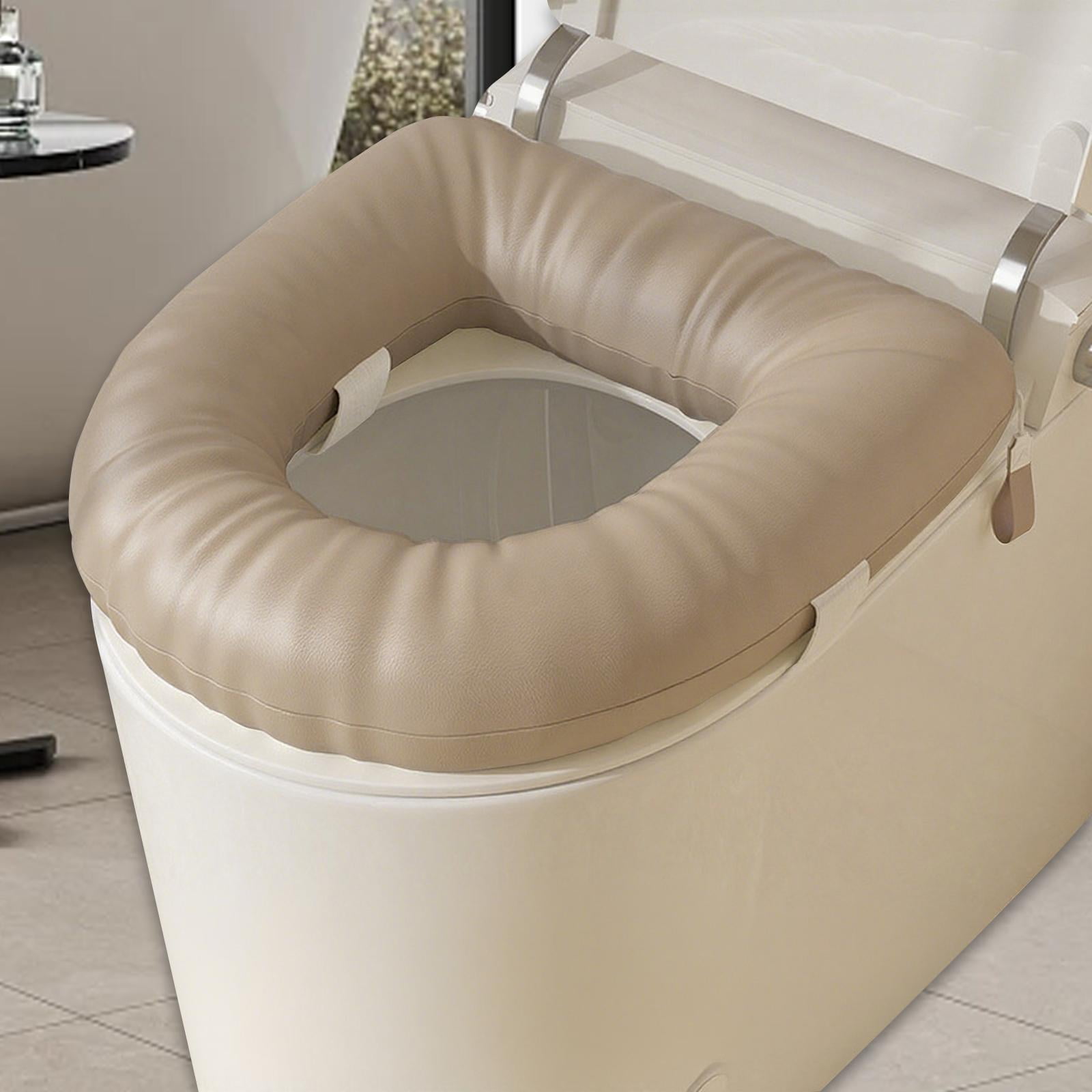 Raised Toilet Seat Cushion Cover Waterproof PU Leather Surface for Standard Toilets and Home Bathroom Safety