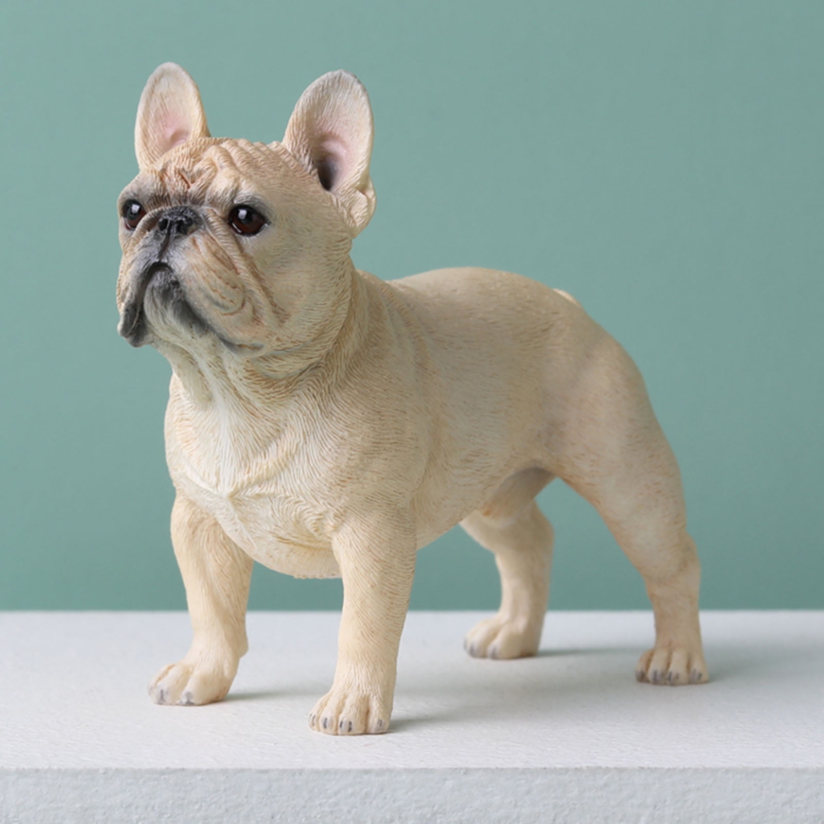 Realistic Lifelike French Bulldog Puppy Statue 2.95 Tall Frenchie Figurine Dog Animal Collectible, Yellow