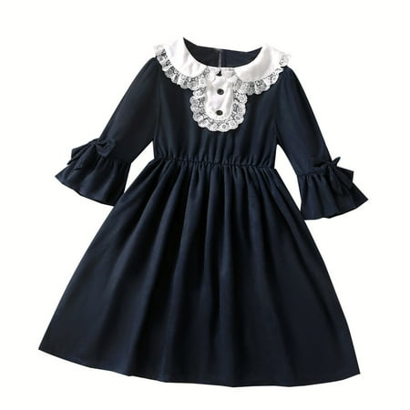 

ZHAGHMIN Girl Dresses Kids Toddler Girls Long Ruffled Sleeve Lace Patchwork Princess Dress Outfits 1St Birthday Outfit Girl A Line Dress Gowns for Girls Party Wear Girls 5T Dress 4T Girl Dres