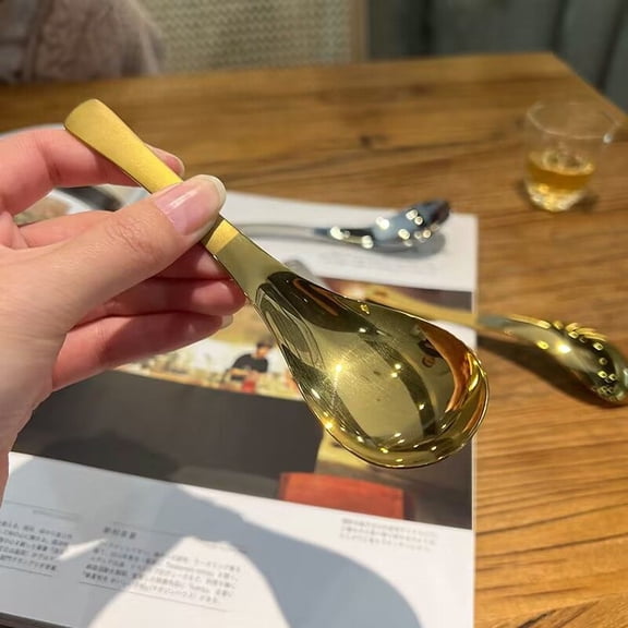 Ins Stainless Steel Korea Soup Spoons Home Kitchen Ladle Capacity Gold Silver Mirror Polished Flatware For Coffee Tableware
