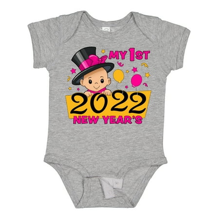 

Inktastic My 1st New Year 2022 Baby Girl in Top Hat Gift Baby Girl Bodysuit