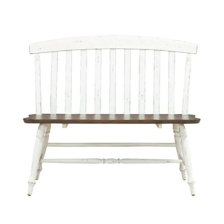 Liberty Furniture Al Fresco Slat Back Bench for Dining Room - Graphite & Whitestone
