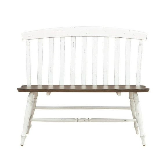 Liberty Furniture Al Fresco Slat Back Bench for Dining Room - Graphite & Whitestone