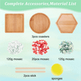 thumbnail image 2 of Juego de 3 estilos de manualidades con mosaicos para hacer tú mismo, juego de posavasos de bambú con mosaicos florales para decoración del hogar hecha a mano, 2 of 7