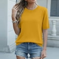thumbnail image 7 of CIENVNSTG Short Sleeve Tops for Women Knit Crew Neck Solid Color Basic T Shirts Loose Fit Lightweight Breathable Soft Dressy Blouses for Summer Work Daily Outfits XXL, 7 of 7