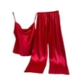 thumbnail image 4 of Diufon Womens Silk Pajamas Sets V Neck Sleeveless Tops Elastic Waist Homewear Pants, 4 of 4