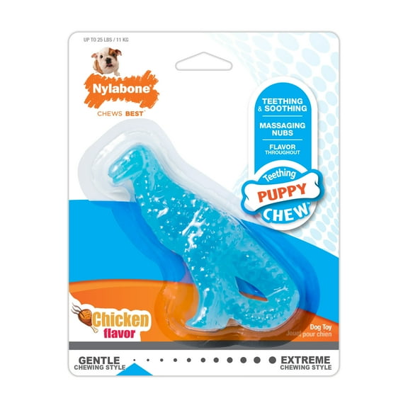Nylabone Puppy Dental Dinosaur Chew Toy for Teething Puppies Chicken Small (1 Count)