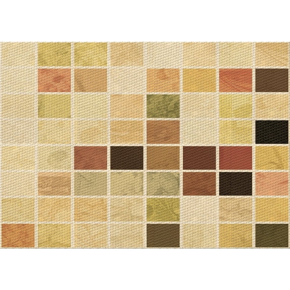 Ahgly Company Machine Washable Indoor Rectangle Transitional Brown Gold Area Rugs, 7' x 10'