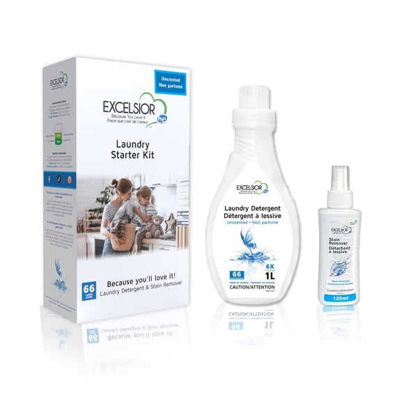 Excelsior (Parce Que Tu L'Aimes) - Détergent à Lessive Hypoallergénique avec Détachant Naturel pour 66 Brassées de Vêtements Propres Non Parfumés - 1 L