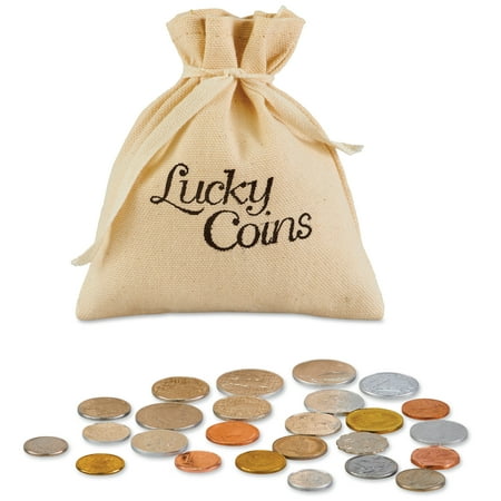 Banker Bag of Lucky Foreign Coins - Set of 25 Coins | Hungary, Peruvian, Cook Island, Turkish, Irish | Certificate of Authenticity