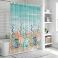 thumbnail image 6 of Coastal Beach Shower Curtain, Waterproof Shower Curtains for Bathroom, Ocean Wave Summer Sea Starfish Coral Teal Beige Washable Fabric Bathtub Curtain Set Bath Decor with 12 Hooks 72"x78", 6 of 8