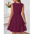 thumbnail image 2 of MEROKEETY Summer Sleeveless V Neck Dress Flowy Beach Vacation Mini Dress with Pockets Wine XL, 2 of 5