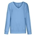thumbnail image 5 of Oksale V Neck Sweatshirts for Women Loose Long Sleeve Sweatshirt Solid Color Sports Pullover with 2 Pockets Cozy Classic Fit Tops 2025, 5 of 9