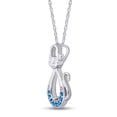 thumbnail image 2 of AFFY Round Shape Simulated Blue Topaz Infinity Monkey Pendant Necklace In 14K White Gold Over Sterling Silver By, 2 of 5