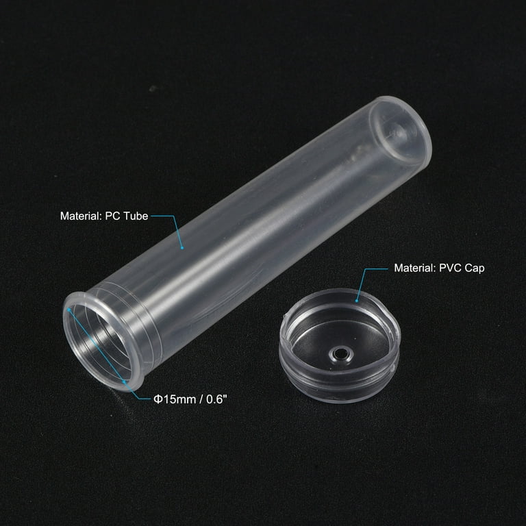 Uxcell 0.75 ID x 3.7 Plastic Floral Water Tubes with Caps, Clear