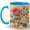 Blue, variant on Vintage Rose Flower Coffee Mug, Pink Cream Botanical Floral Illustration Design, 11 oz Ceramic Cup