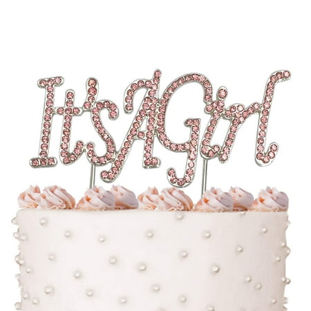 It S A Girl Newborn Birthday Cake Topper Crystal Pink