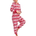 thumbnail image 2 of Faithtur Combinaison à Capuche de Noël pour Femme à Manches Longues, à Fermeture Éclair, Col en V, Pyjama, 2 of 6