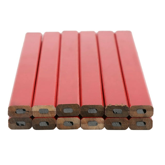 72pcs Carpenter Pencils Red Hard Black Lead Carpenter Pencils Woodworking Marker