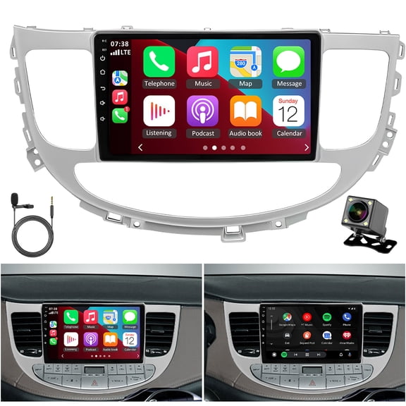 iSpchen For Hyundai Genesis Sedan 2009-2014 2 32G Android 13 Car Stereo Built-in Wireless CarPlay Android Auto 9in Car Radio with Bluetooth WiFi FM/RDS SWC GPS Split Screen   Backup Camera