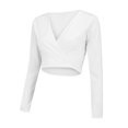 thumbnail image 6 of Weikingp Crop Tops For Women Shirts for Teens Girls Long Sleeve Workout Tops For Women Deep V Short Sleeved T Shirt Pure Seductive Style Casual Women's Wear, 6 of 9