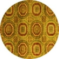 thumbnail image 1 of Ahgly Company Indoor Round Abstract Yellow Modern Area Rugs, 4' Round, 1 of 4