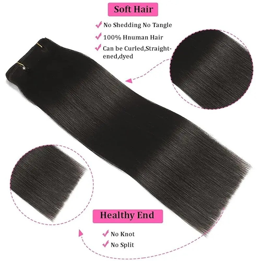 10-26 Inch Clip in Human Hair Extensions 120g 8Pcs Brazilian Remy Hair Clip in Extensions Double Weft Straight Hair Extensions with 18 Clips