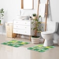 thumbnail image 5 of Toilet Rug Set Non-Slip Bathroom Rugs Soft Plush Machine Washable Contour Bath Mat Yellow Green Floral Stained Glass 24x20/24x16, 5 of 9