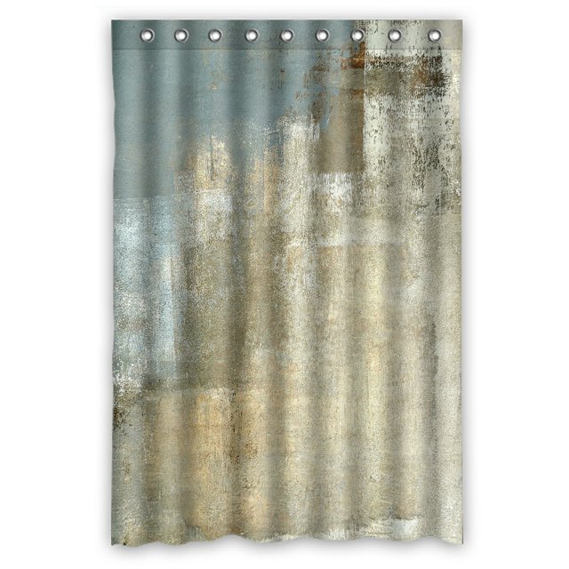 Cortina de Ducha ABPHQTO poliéster impermeable con ganchos pintura artística gris Beige 120x180 cm