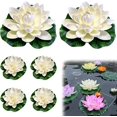 thumbnail image 1 of Flor flotante falsa loto artificial JAMW lirio de agua artificial blanco Sencillez, 1 of 5
