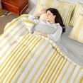 thumbnail image 5 of Castle Fairy Vintage Vertical Stripe King Bedding 7pcs,Abstract Thin Line King Bed in a Bag,Gold Cream White,Reversible, 5 of 7