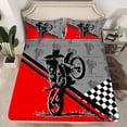 thumbnail image 2 of jejeloiu Motorcycle Motor Biker Bed Sheets,Red Gray Black King Sheets For Boys Kids 4 Pieces, 2 of 7